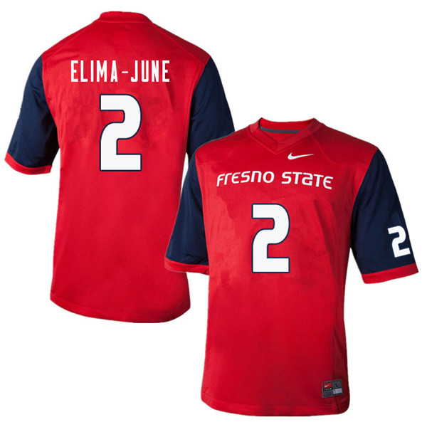 Men #2 Patrick Elima-June Fresno State Bulldogs College Football Jerseys Sale-Red